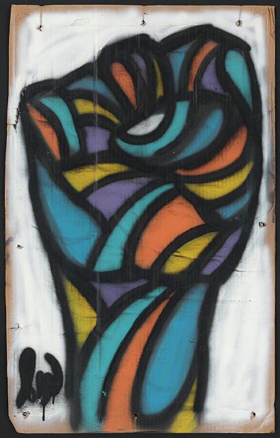 [Colorful raised fist symbolizing Black power]
