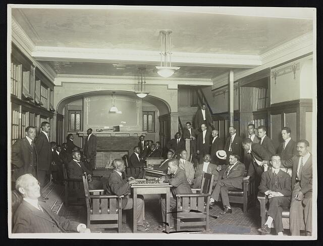 [African American men in the lobby of the "Chicago colored Y.M.C.A."]
