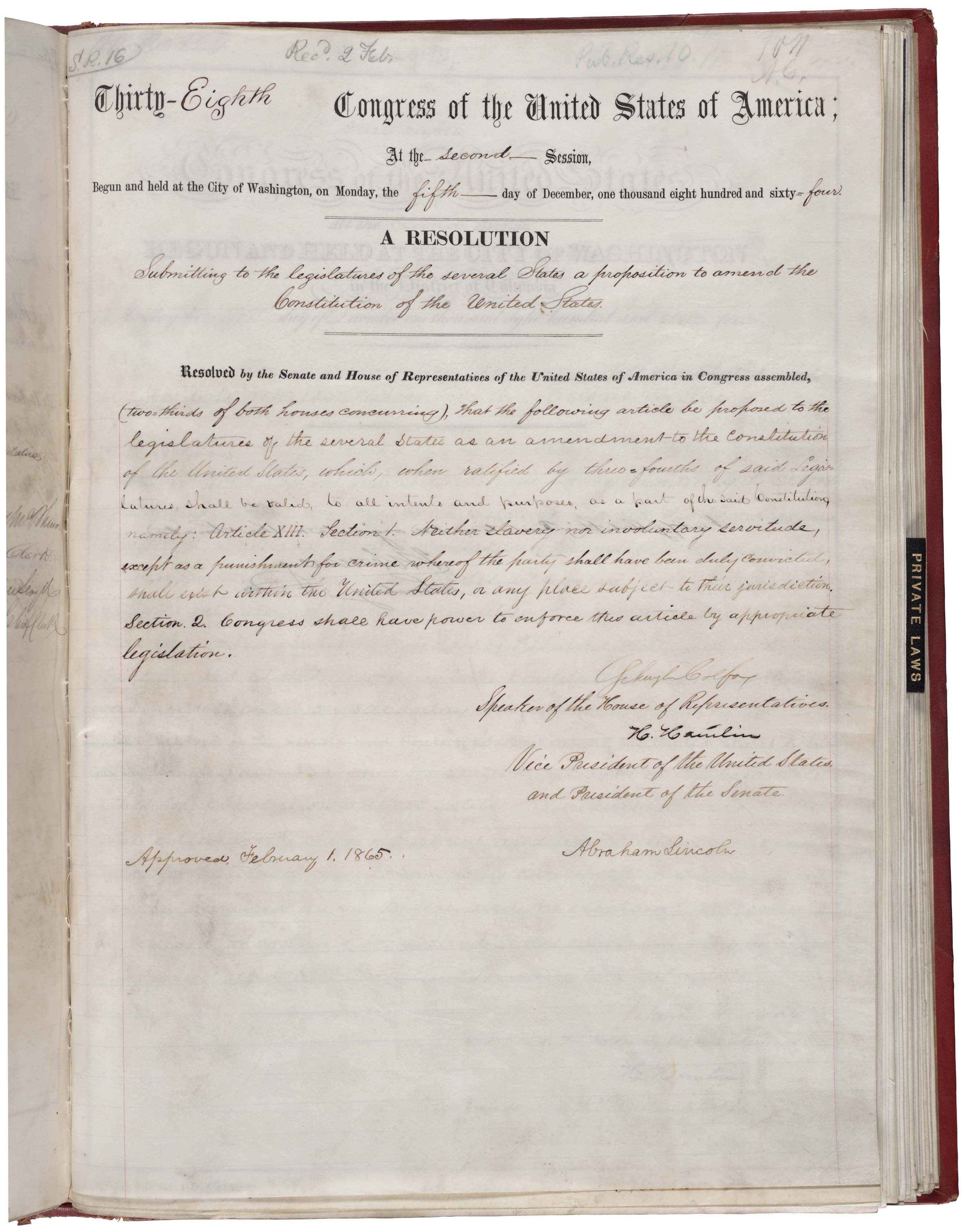 Historical image for 13th Amendment to the Constitution