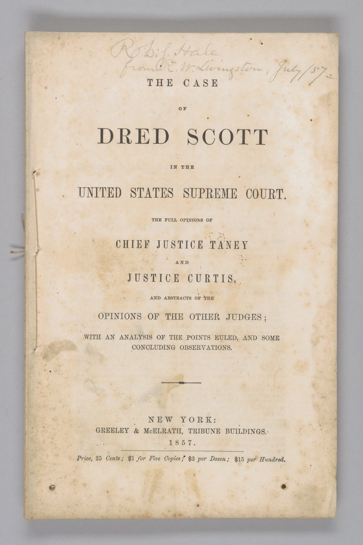 Historical image for Dred Scott v. Sandford Decision